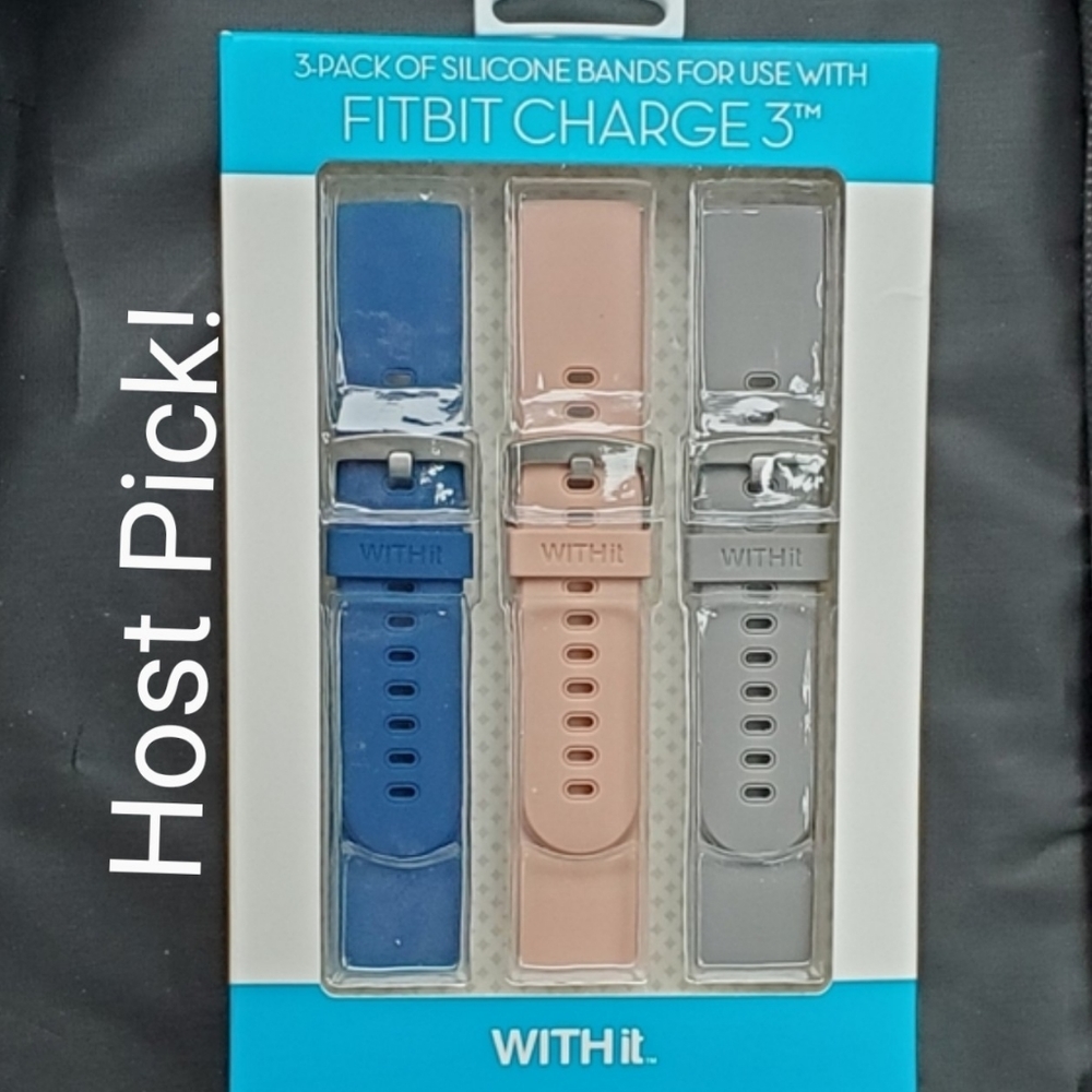 💙NWT WITHit 3 pack Silicone Bands for Fitbit 3 & 4